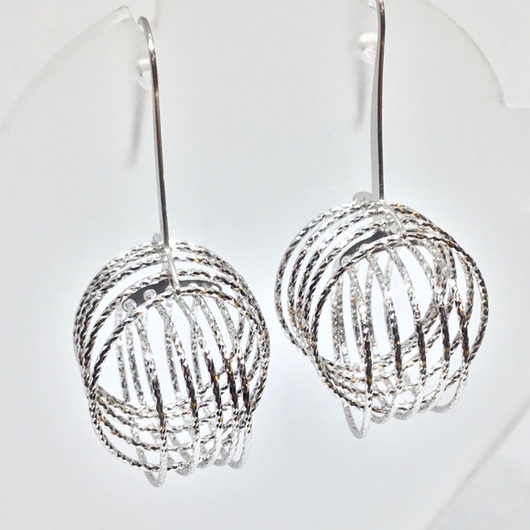 3D Sterling Silver Earrings - Picture 1 of 3